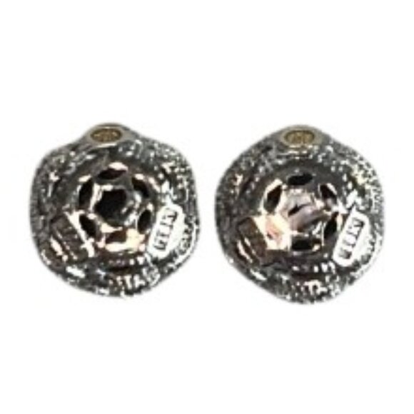 Tacori Sterling Silver & 18K Gold Black Lightening Onyx Bezel Set Earrings - LNC - Picture 5 of 10